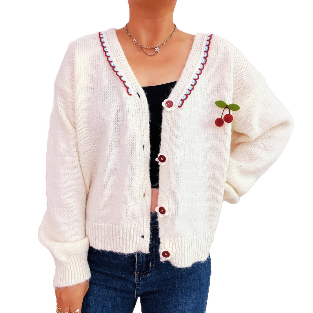 Damen verspielte Strickjacke mit buntem Knopfdesign und hohem Komfort EB