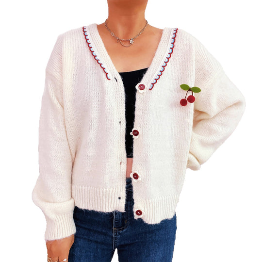 Damen verspielte Strickjacke mit buntem Knopfdesign und hohem Komfort EB