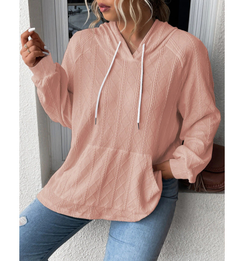 Damen Kapuzenpullover mit strukturiertem Muster und praktischer Kängurutasche EB