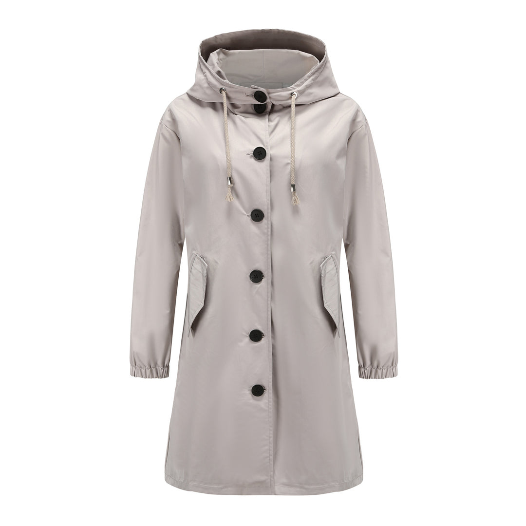 Damen modische Übergangsjacke mit verstellbarer Kapuze und praktischen Taschen EB