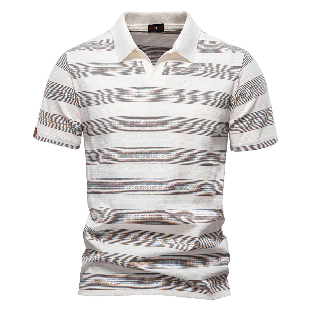 Herren Polo-Shirt mit stylischem V-Ausschnitt und modernem Streifenmuster EB