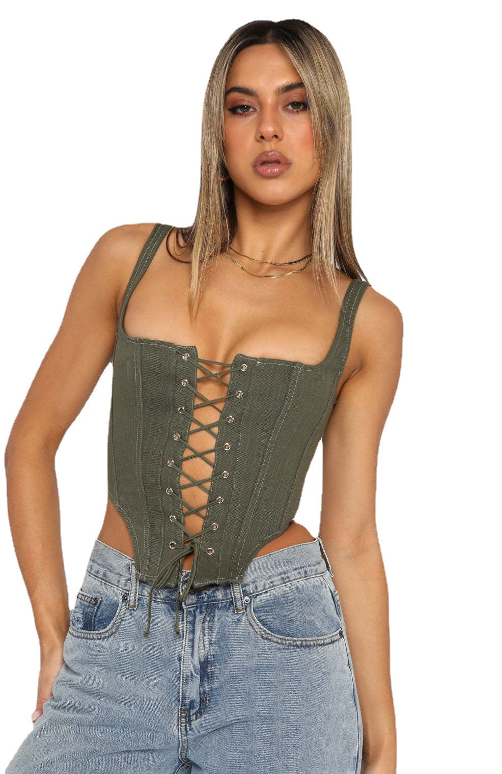 Damen Corsagenoberteil mit Schnürung und femininer Silhouette EB
