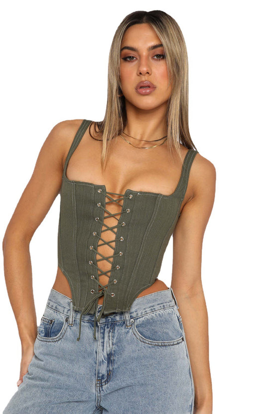 Damen Corsagenoberteil mit Schnürung und femininer Silhouette EB