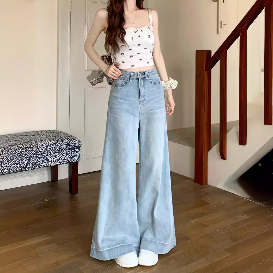 Damen Weite Jeans im entspannten Look mit hohem Bund und modischen Akzenten EB