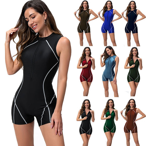 Damen Sportlicher Badeanzug mit hohen Beinausschnitten EB