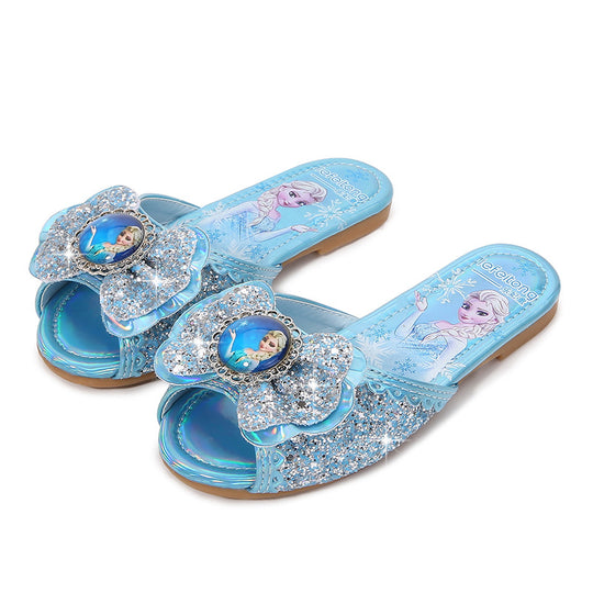 Mädchen Glitternde Hausschuhe mit Blumenapplikation EB