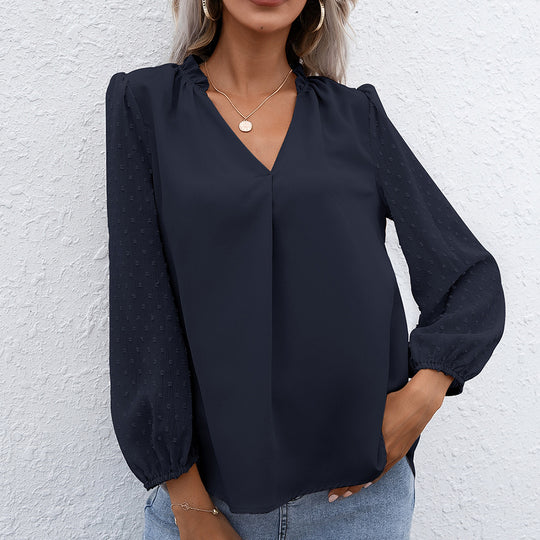 Damen elegante Bluse mit strukturierten Ärmel-Details EB