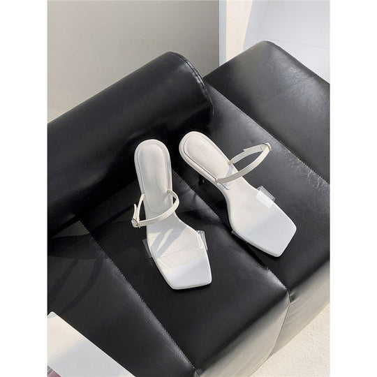 Damen transparente Slingback Sandalen mit elegantem Quadratabsatz EB