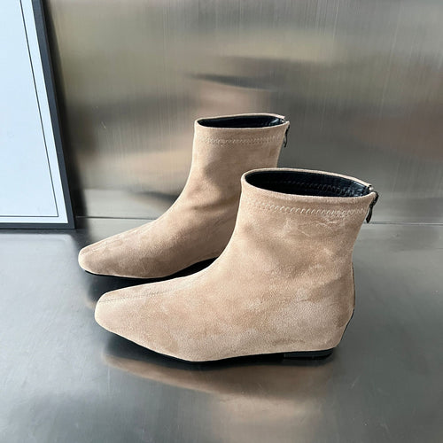 Damen Ankle Boots aus hochwertigem Wildleder mit dekorativem Reißverschluss EB