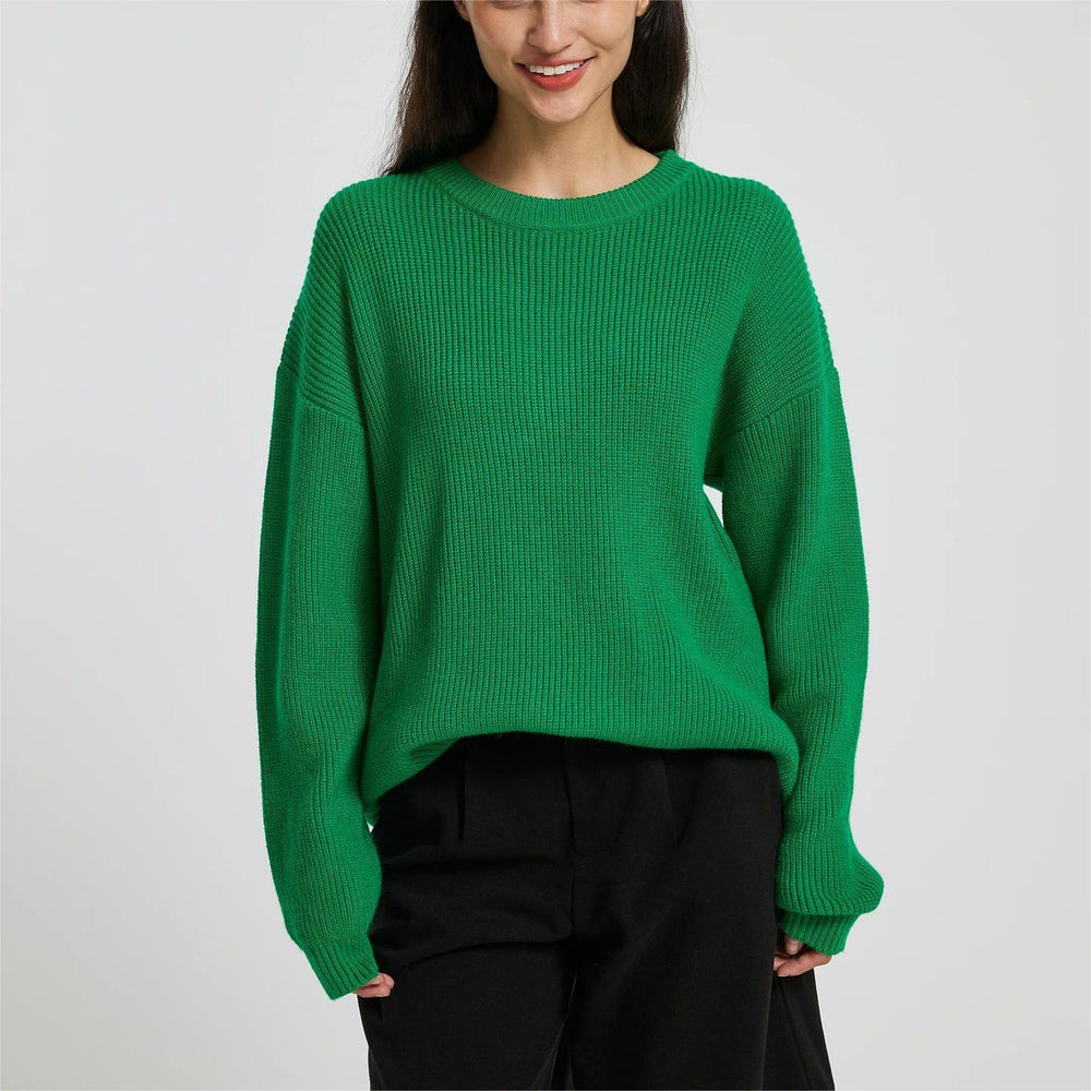 Damen Großer, weicher Strickpullover mit überschnittenen Schultern EB