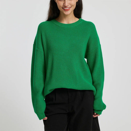 Damen Großer, weicher Strickpullover mit überschnittenen Schultern EB