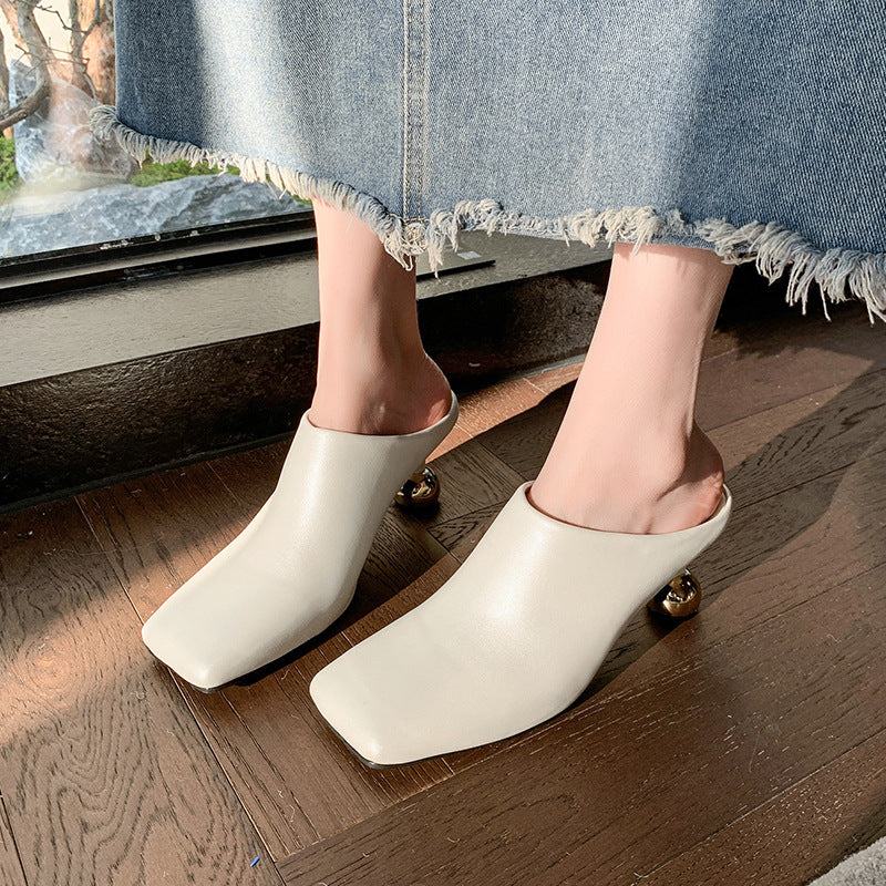 Damen Elegante Mules mit modischem Kugelabsatz EB