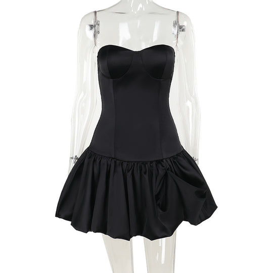 Damen kurzes Abendkleid mit voluminösem Rock und elegantem Bustier-Oberteil EB