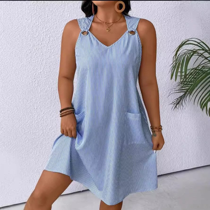 Damen Freizeitkleid mit schmalen Trägern und praktischen Taschen EB