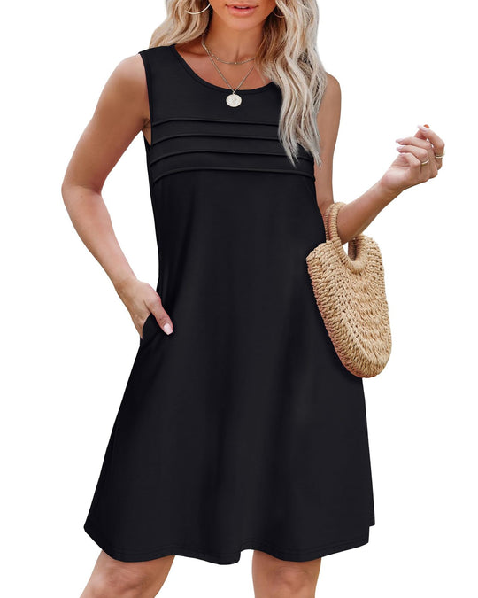 Damen Sommerkleid mit eleganter Faltenstruktur und praktischen Eingrifftaschen EB