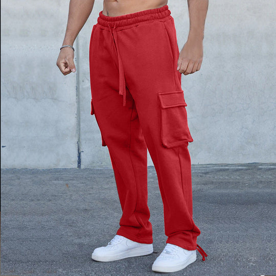 Herren entspannte Cargo-Hose mit praktischem Taschen-Design und elastischem Bund EB