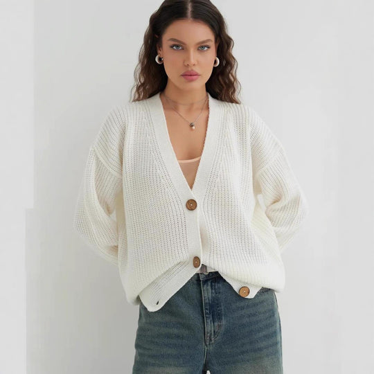 Damen lässige Strickjacke mit praktischen Knopfdetails und OHNE Einschränkung EB