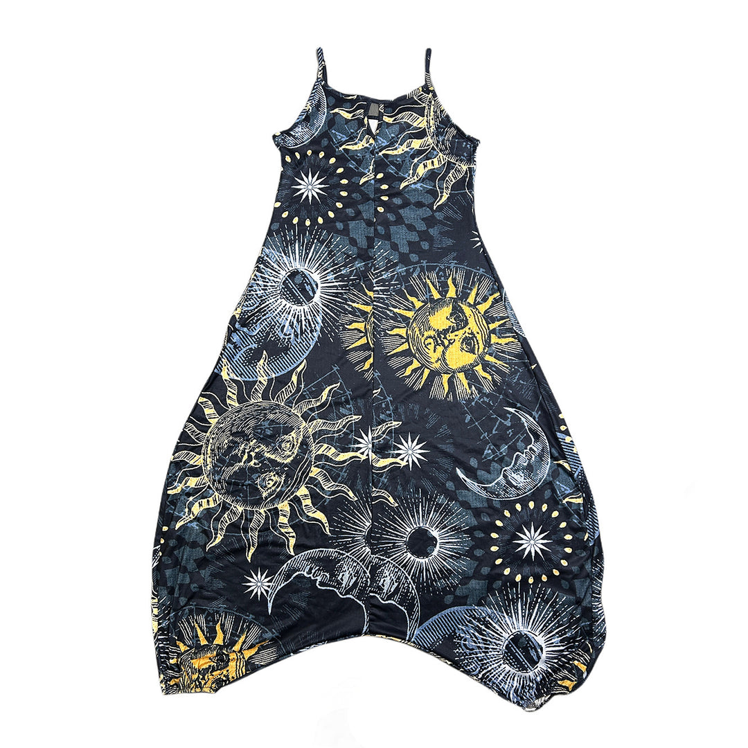 Damen entspanntes Jumpsuit mit grafischem Print und verstellbaren Trägern EB