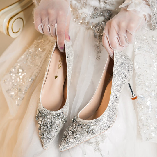Damen Glamouröse High Heels mit funkelnden Strassverzierungen EB