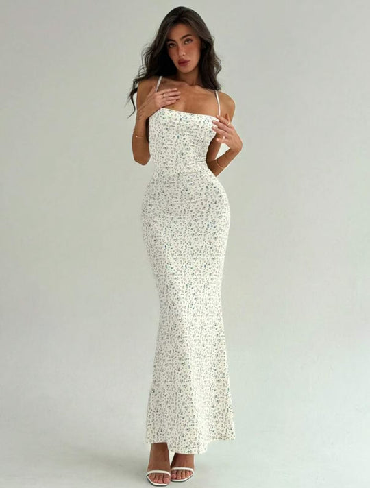 Damen Elegantes Maxikleid mit floralem Muster und schmalem Schnitt EB