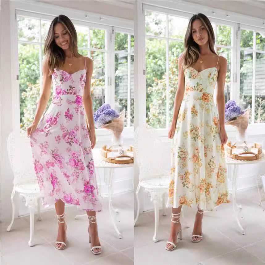 Damen Maxikleid mit zartem Blumenprint und modernem Schnitt EB