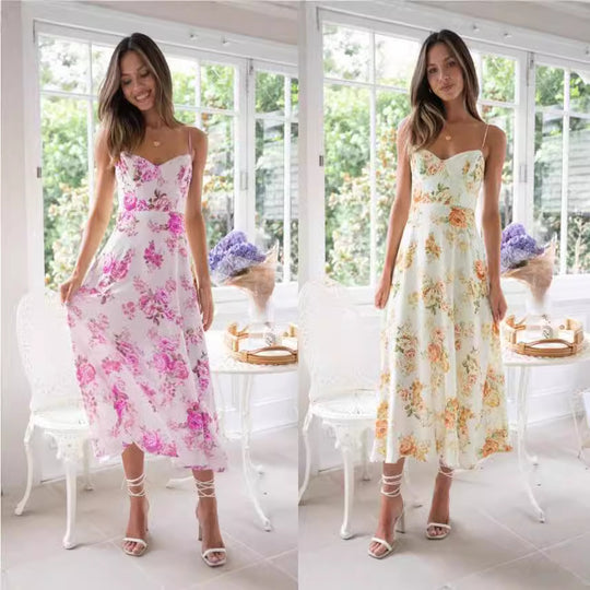 Damen Maxikleid mit zartem Blumenprint und modernem Schnitt EB