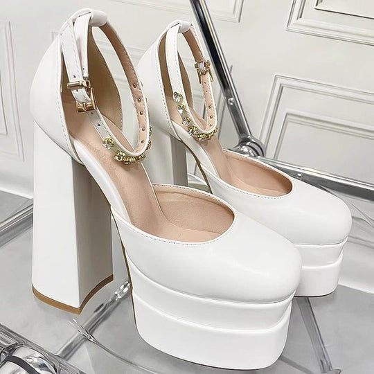 Damen Plateau-High Heel Sandalen mit eleganter Riemchenverzierung EB