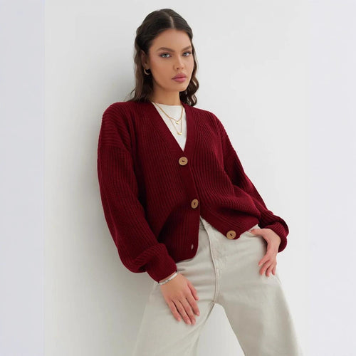 Damen lässige Strickjacke mit praktischen Knopfdetails und OHNE Einschränkung EB