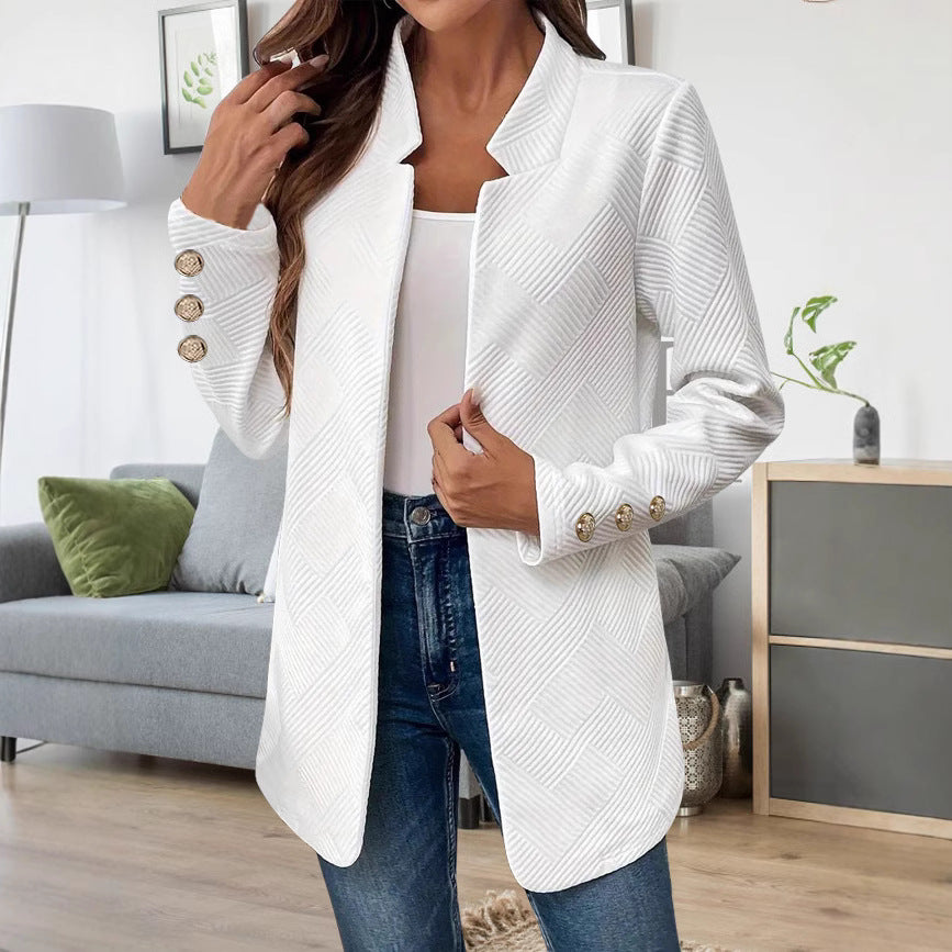 Damen Moderne Blazerjacke mit strukturiertem Design und eleganten Knopfdetails EB