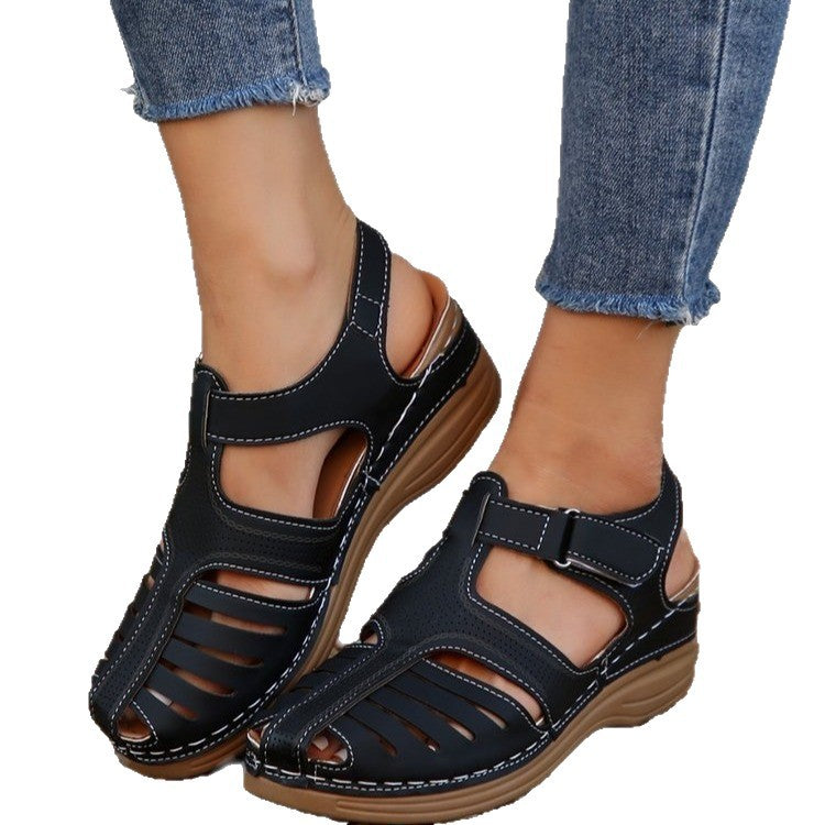 Damen Komfortable und luftige Sandalen mit verstellbarem Klettverschluss EB