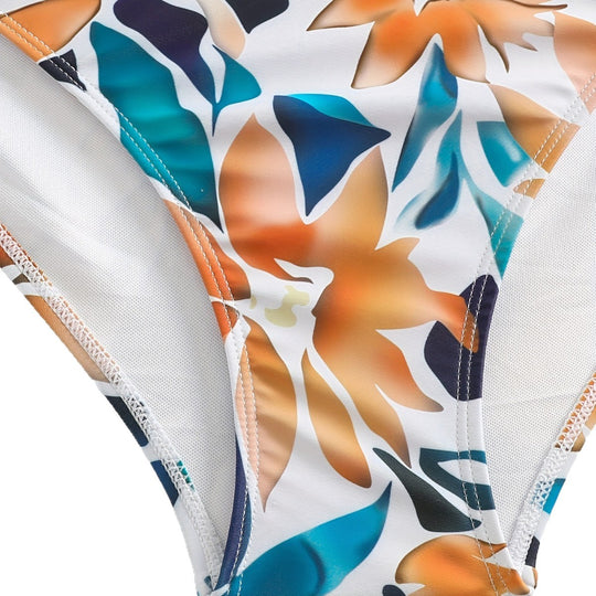 Damen Badeanzug Set mit floralem Design und leichtem Rock EB