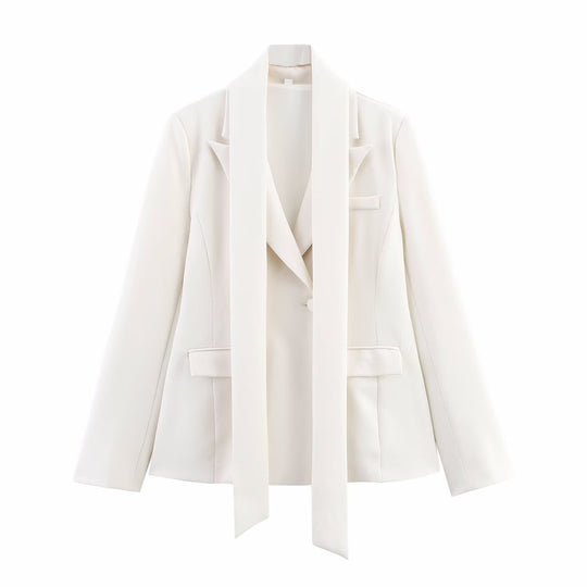 Damen Blazerjacke mit elegantem Schleifendetail und figurbetontem Schnitt EB