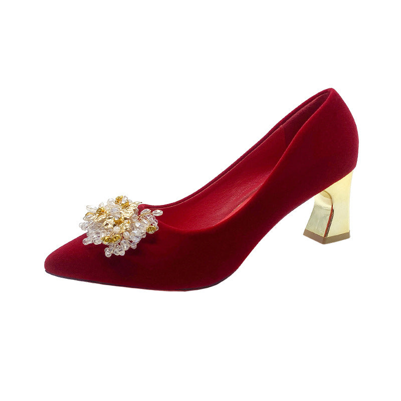 Damen elegante Ballerinas mit dekorativem Blütenakzent EB