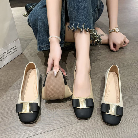 Damen elegante Ballerinas mit modischem Schleifenakzent EB