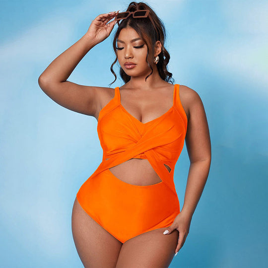 Damen einteiliger Badeanzug mit raffiniertem Wickel-Design und strategischen Cut-Outs EB