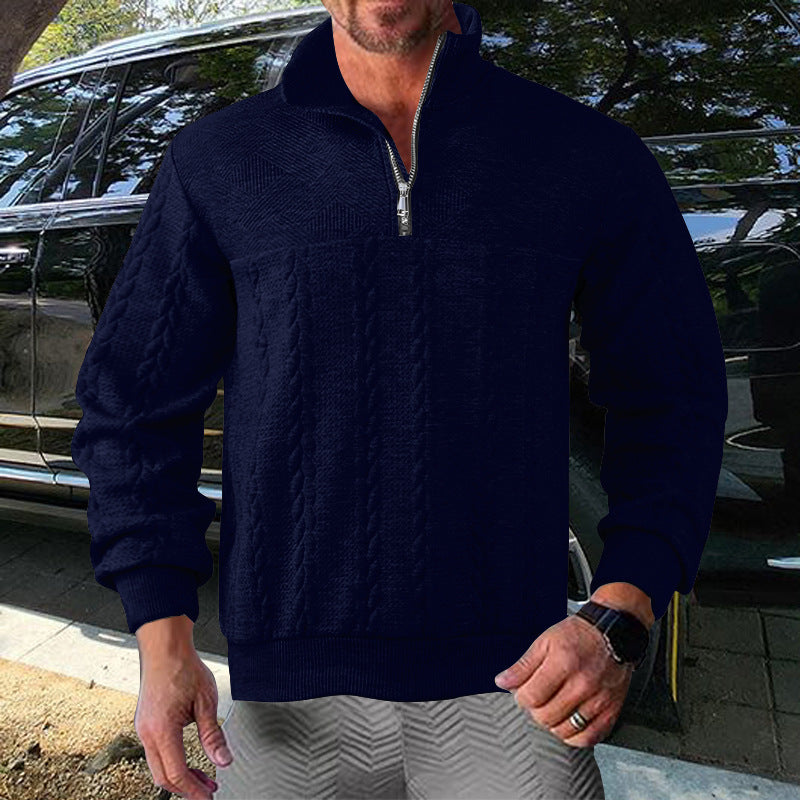 Herren Zip-Pullover mit strukturiertem Design EB