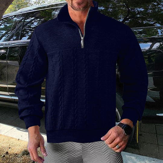 Herren Zip-Pullover mit strukturiertem Design EB