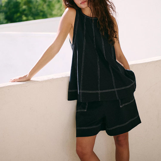 Damen lässiges Top und Shorts Set mit weitem Schnitt EB