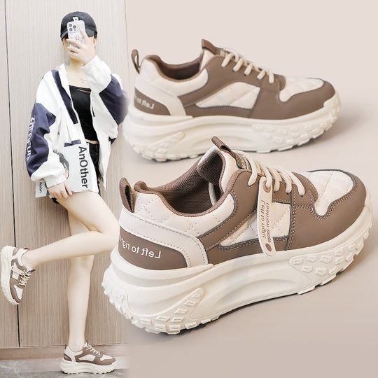 Damen modische Chunky Sneakers mit strapazierfähigem Obermaterial und bequemer Dämpfung EB