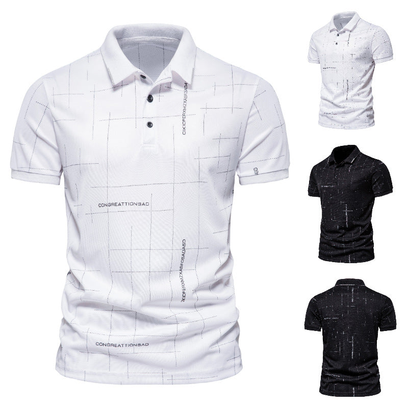 Herren Polohemd mit modernem Schnitt und grafischem Muster EB