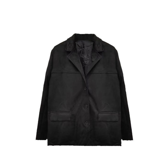 Damen modische Übergangsjacke aus samtähnlichem Material mit praktischen Taschen EB