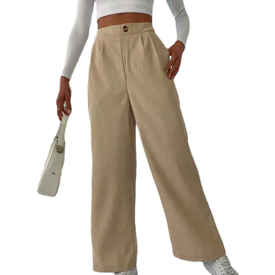 Damen Weite Hochbundhose mit Falten EB