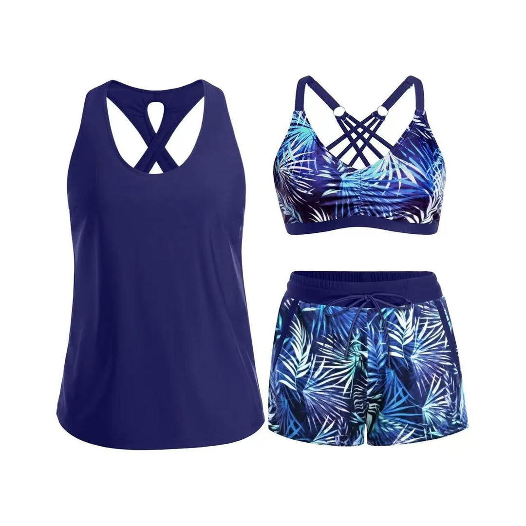 Damen Sport-Badeanzug-Set mit modischem Racerback und Shorts EB