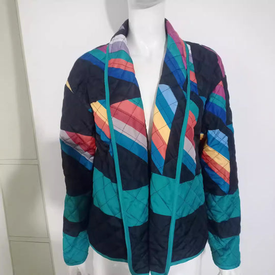 Damen Steppjacke mit buntem geometrischen Muster EB