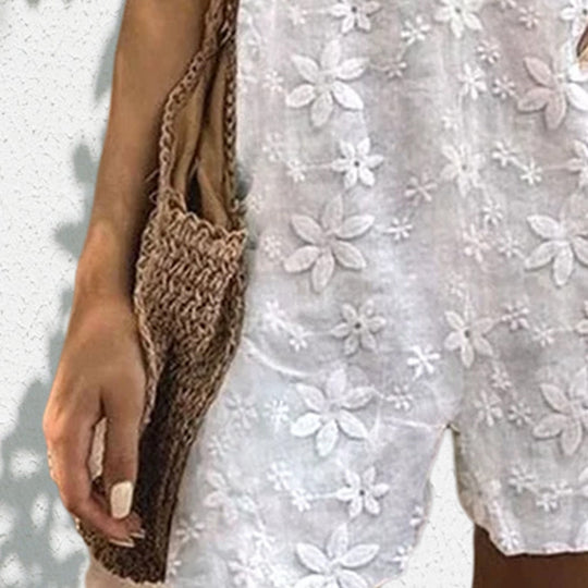 Damen Kurzoverall mit floralem Dekor und verstellbaren Trägern Heidi-Mode