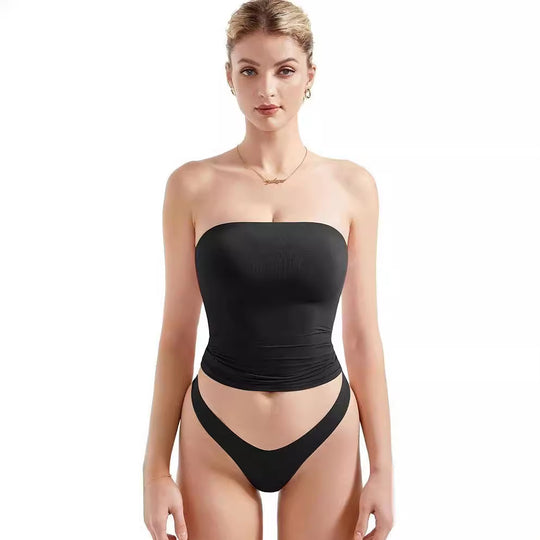Damen Bandeau Bikini-Set mit modischem High-Waist-Schnitt EB