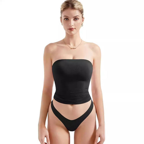 Damen Bandeau Bikini-Set mit modischem High-Waist-Schnitt EB
