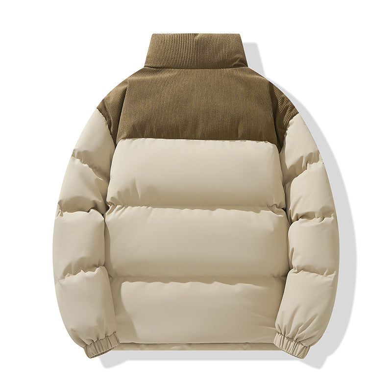 Herren wattierter Pufferblouson mit Cord-Schulterpaneel und hohem Stehkragen EB