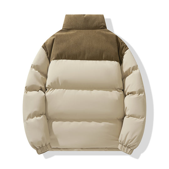 Herren wattierter Pufferblouson mit Cord-Schulterpaneel und hohem Stehkragen EB