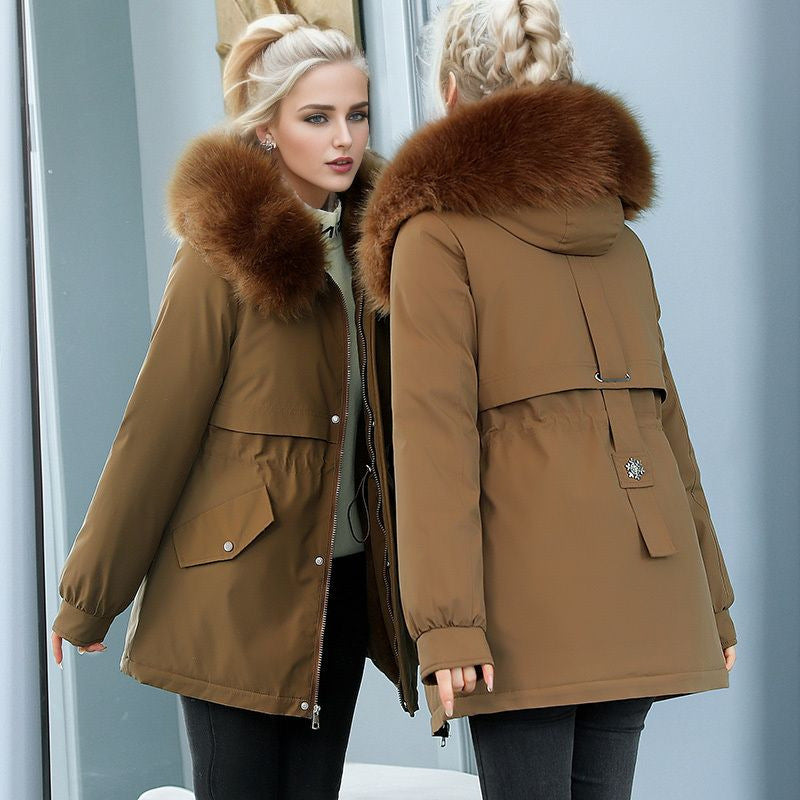 Damen isolierter Winterparka mit luxuriösem Kunstfellkragen und wärmendem Innenfutter EB